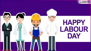 Cartoon Workers Happy Labor Day Wallpaper
