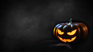 Carved Pumpkin Black Background Halloween Computer Wallpaper