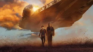 Cassian And Jyn Erso Take A Ride On The Legendary Millennium Falcon. Wallpaper