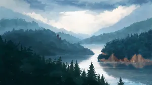 Castle, Forest, Fog, Art Wallpaper
