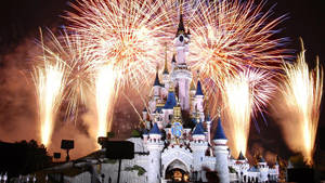 Castle With Fireworks Pixel Disney Laptop Wallpaper