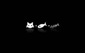 Cat And Fish Aesthetic Black And White Laptop Background Wallpaper