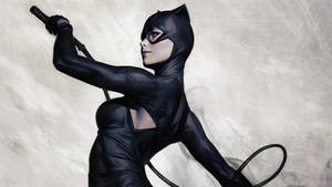 Catwoman With Whip Dc Superhero Illustration Wallpaper