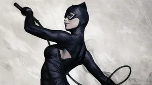 Catwoman With Whip Dc Superhero Illustration Wallpaper