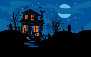 Celebrate A Spooky Halloween With A Haunted House Wallpaper