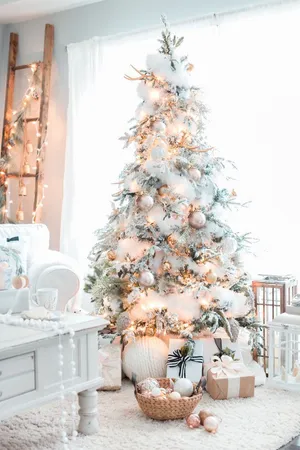 Celebrate Christmas With A Pink Christmas Tree Wallpaper