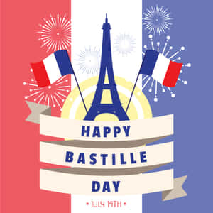 Celebrating Bastille Day With Fireworks At Eiffel Tower Wallpaper