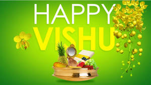Celebration Greeting Card For A Happy Vishu Wallpaper