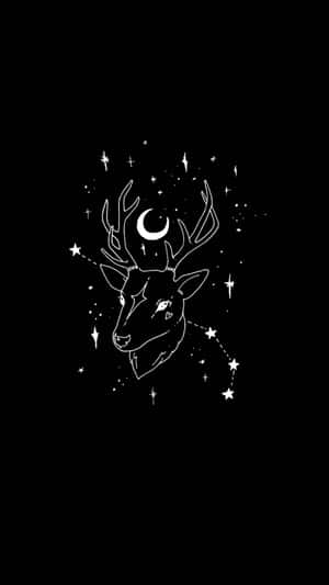Celestial Deerand Crescent Moon Wallpaper