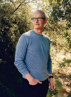 Ceo Tim Cook Exploring Apple Park Wallpaper