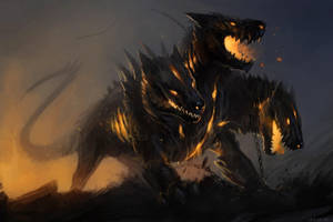 Cerberus Black Fire Wallpaper