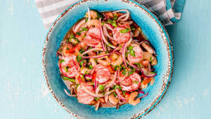 Ceviche Dish In A Blue Bowl Wallpaper