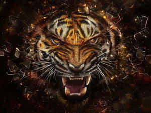 Chained Sumatran Tiger Face Wallpaper