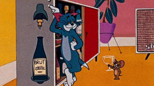 Champagne Time For Tom And Jerry Aesthetic Wallpaper