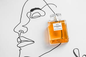 Chanel No. 5 Perfume Face Line Art Wallpaper