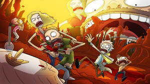 Chaotic Rick And Morty Stoner Running Fast Wallpaper