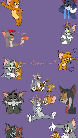 Chaotic Tom And Jerry Aesthetic Purple Wallpaper