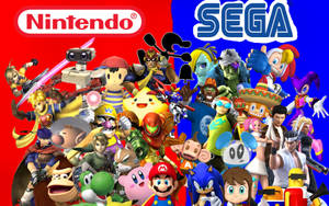 Character Compilation Of Nintendo And Sega Wallpaper