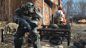 Character In Armor Fallout 4 4k Wallpaper