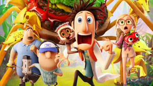 Characters Running Cloudy With A Chance Of Meatballs 2 Wallpaper