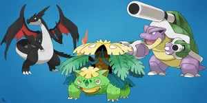 Charizard Venusaur And Blastoise Wallpaper