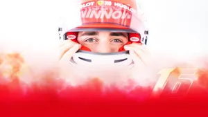 Charles Leclerc White Helmet Red Paint Wallpaper
