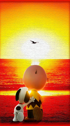 Charlie Brown And Snoopy Sunset Wallpaper