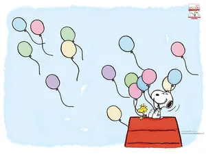 Charlie Brown Celebrates His Birthday With A Balloon. Wallpaper