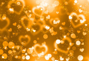 Charming Hearts Gold Glitter Wallpaper