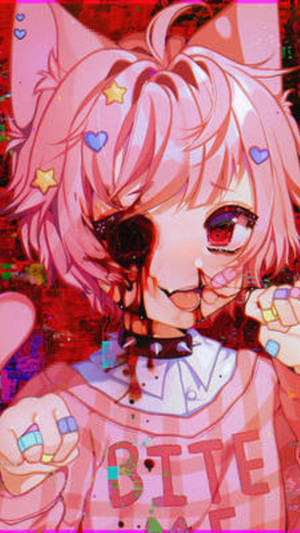 Charming Yet Fierce: The Bloody Cat Girl Pfp Wallpaper