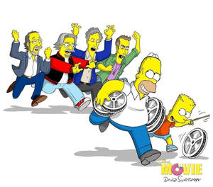 Chasing Homer And Bart The Simpsons Movie Wallpaper