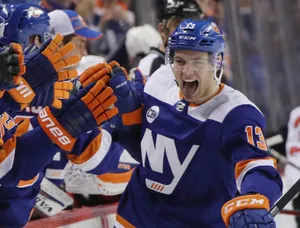 Cheerful Canadian Ice Hockey Player Mathew Barzal Wallpaper