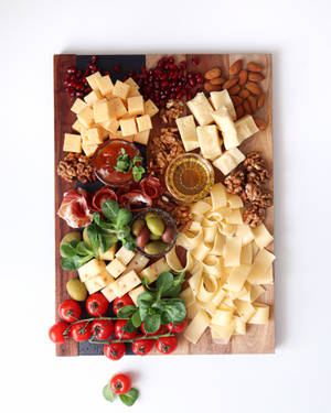 Cheese Grazing Platter Flat Lay Wallpaper
