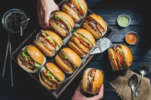 Cheeseburgers On A Tray Wallpaper
