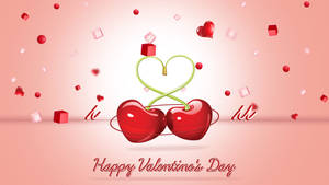 Cherries Forms Heart Valentines Desktop Wallpaper