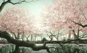 Cherry Blossom Sanctuary Anime Art Wallpaper