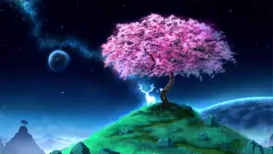 Cherry Blossom Tree Fantasy World Anime Wallpaper