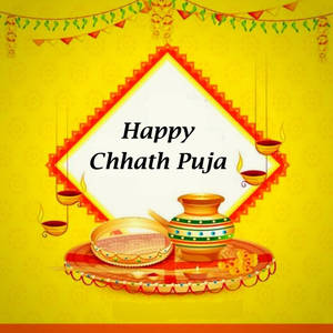 Chhath Puja With Traditional Pots Wallpaper