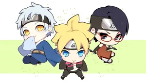 Chibi Boruto Sarada And Mitsuki Art Wallpaper