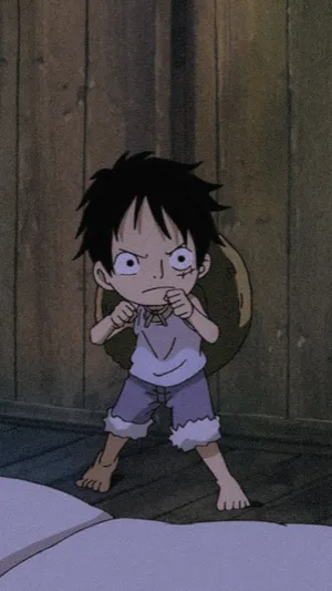 Chibi One Piece Luffy Pfp Ready To Fight Wallpaper