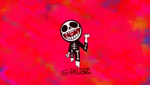 Chibi Skeleton Gorillaz Red Wallpaper