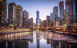 Chicago River And Buildings Wallpaper