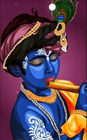 Child Radha Krishna With Flute Wallpaper