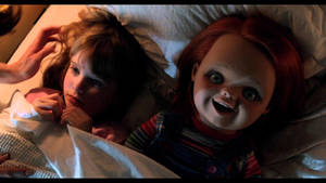 Child's Play Chucky On Bed Wallpaper