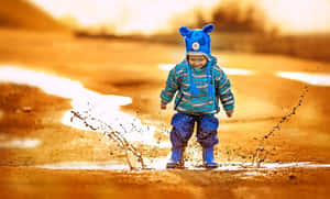 Childhood Joyin Puddle Splash Wallpaper