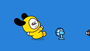 Chimmy Bt21 Fan Blowing Wallpaper