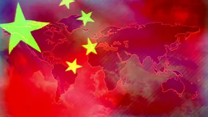China Flag And Continents Wallpaper