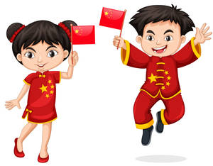 China Flag Cartoons Wallpaper