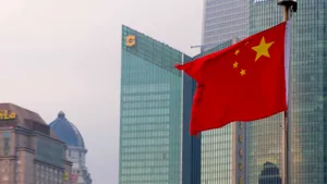 China Flag Skyscraper Wallpaper