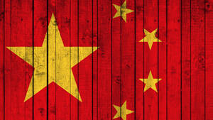 China Flag Vertical Planks Wallpaper